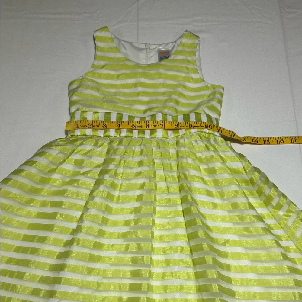 Gymboree Girls 4 Green White Striped Organza Dress Twirl Party Spring Easter